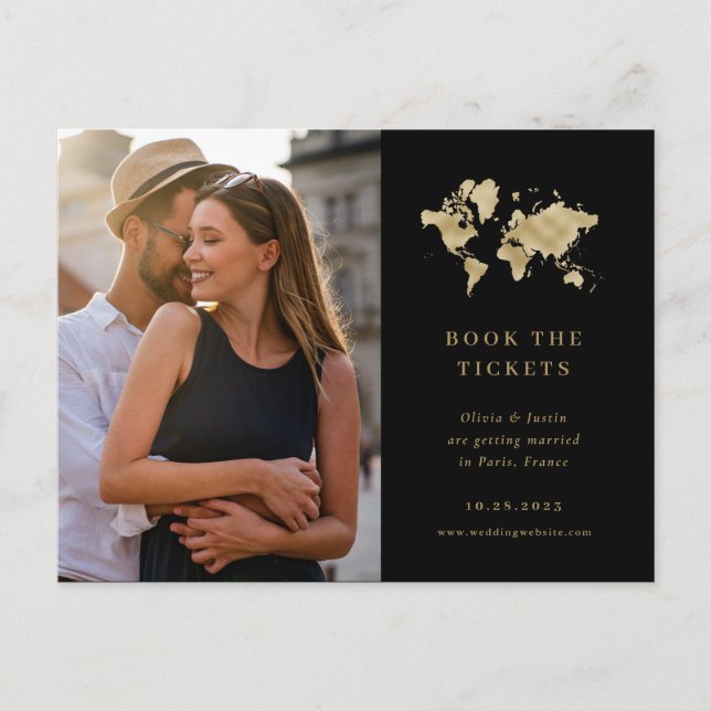 Imitats Gold Hochzeit in Urlaubsort Foto Save the  Postkarte (Vorderseite)
