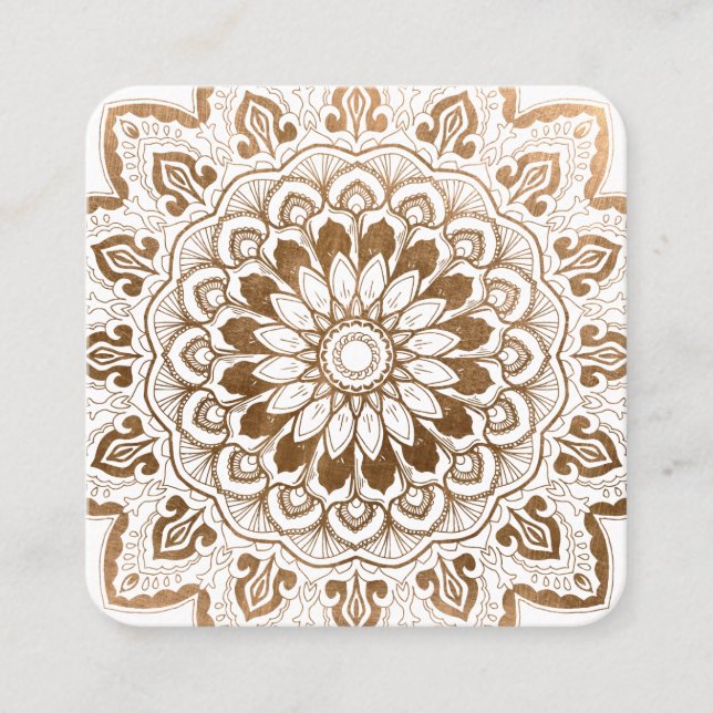 Imitats Gold Mandala Medallion Yoga Heilung Quadratische Visitenkarte (Vorderseite)