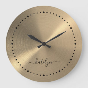 Imitats Gold Metal Monogram Große Wanduhr