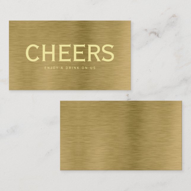 Imitats Gold Metal Texture Free Drinks Ticket Card Begleitkarte (Vorne/Hinten)