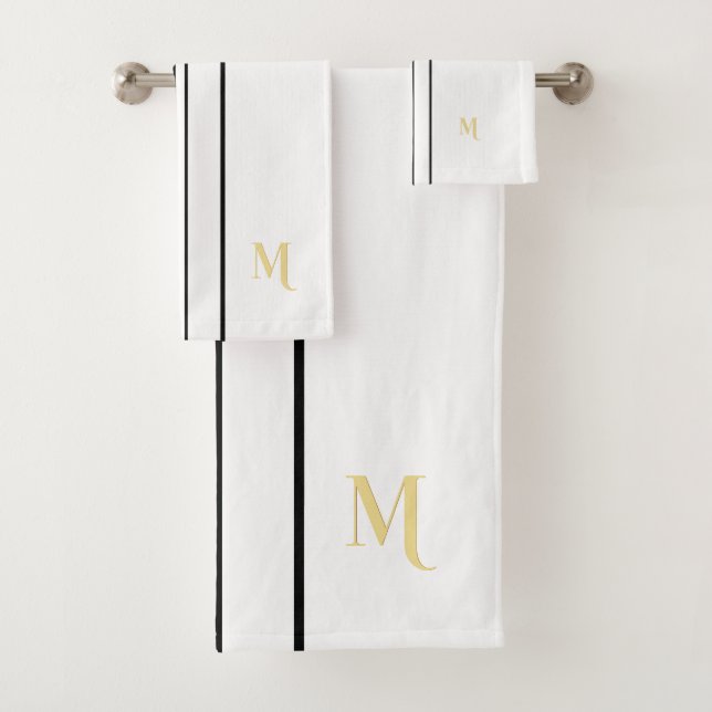 Imitats Gold Mit Monogramm schwarze Streifen Weiß Badhandtuch Set (Insitu)
