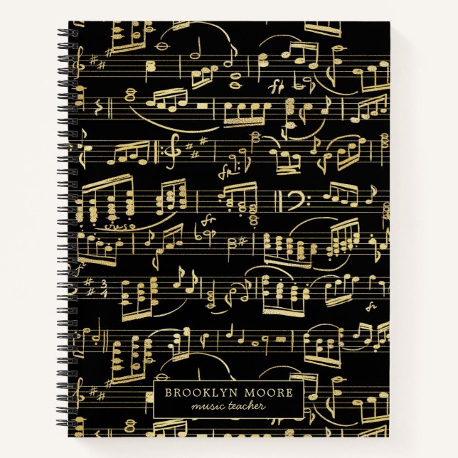 Imitats Gold Musiknote Personalisiert Journal Notizbuch (Vorderseite)