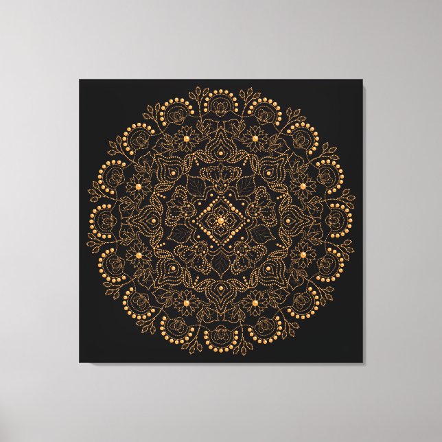 Imitats Gold Pearl Bead Mandala Leinwanddruck (Vorderseite)