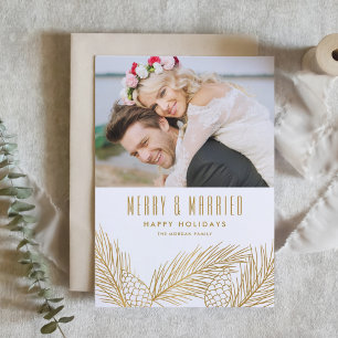 Imitats Gold Pine Needles Foto Hochzeit Feiertagskarte