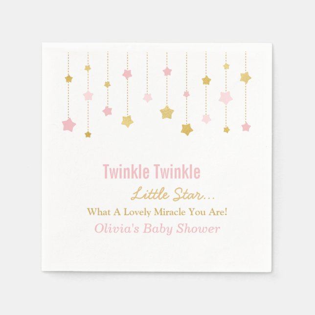 Imitats Gold Pink Twinkle Twinkle Little Star Napk Serviette (Vorderseite)