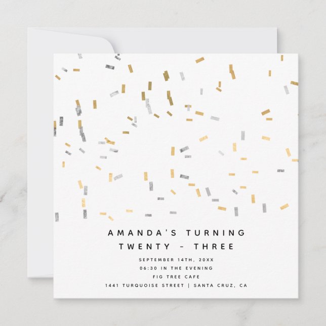 Imitats Gold Silver Moderne Sprinklen Erwachsene G Einladung (Vorderseite)