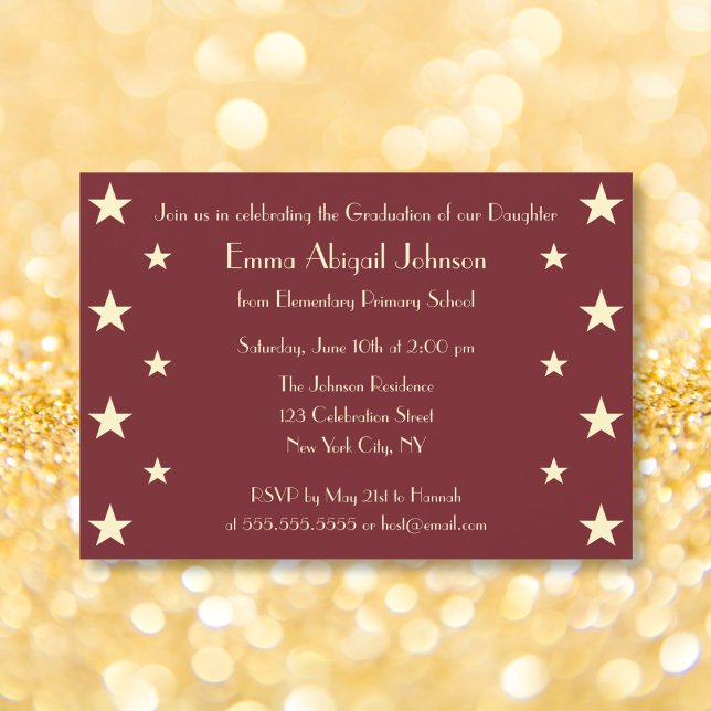 Imitats Gold Stars School Graduation Party Einladu Einladung (Faux Gold Stars School Graduation Party Invitation)