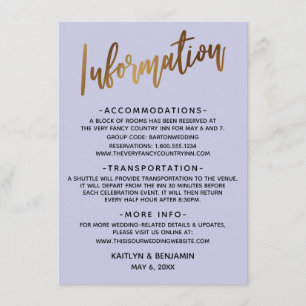 Imitats Gold Typografy Lavender Wedding Informatio Begleitkarte