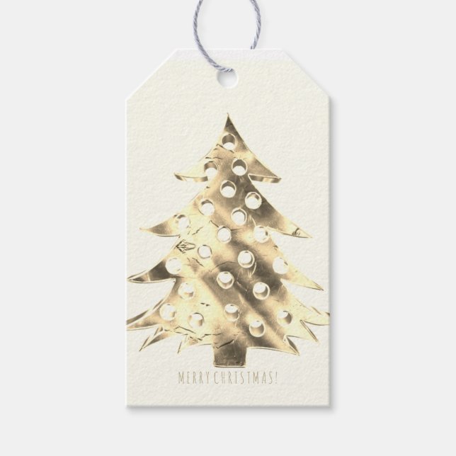 Imitats Gold Weihnachtsbaum Elegante Geschenkanhänger (Vorderseite)