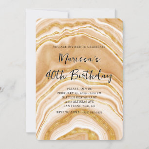 Imitats Golden Agate 40. Geburtstag Foto Einladung
