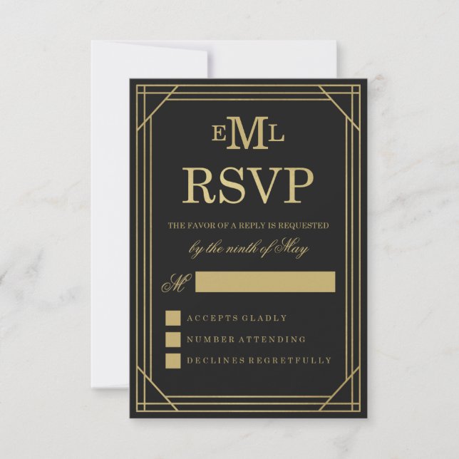 Imitats Golden Foil | Hochzeit RSVP Karte (Vorderseite)