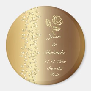 Imitats Golden Wedding Hearts und Rose Save the Da Magnet