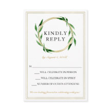 Imitats Golden Wreath Wedding RSVP Card