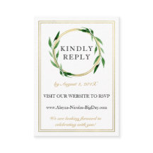 Imitats Golden Wreath Wedding RSVP Card