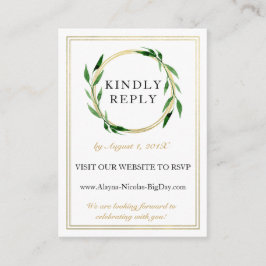 Imitats Golden Wreath Wedding RSVP Card Begleitkarte