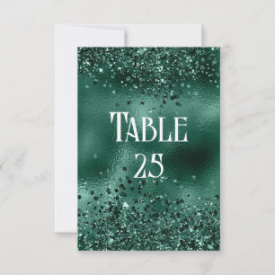 Imitats Grüner Glitzer und Foil Wedding Tischnumme Einladung
