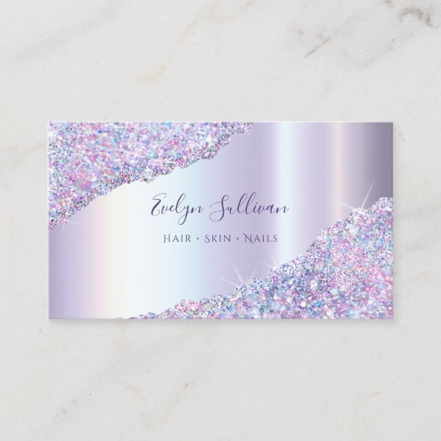 Imitats Iridescent Lavendel Glitzer Business Card Visitenkarte (Vorderseite)