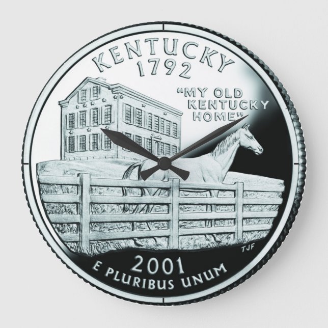 Imitats Kentucky Staat Quarter Große Wanduhr (Vorderseite)