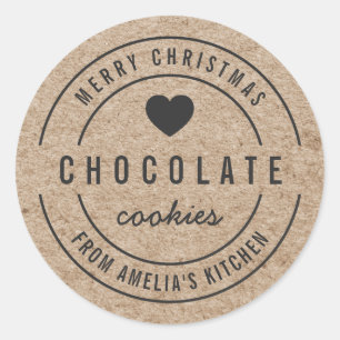 Imitats Kraft Homemade Goods Kitchen Frohe Weihnac Runder Aufkleber