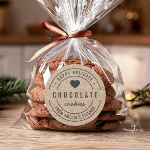 Imitats Kraft Homemade Goods Kitchen Happy Holiday Runder Aufkleber