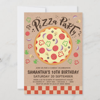 Imitats Kraft Pizza Party Geburtstagsfeier Einladu Einladung
