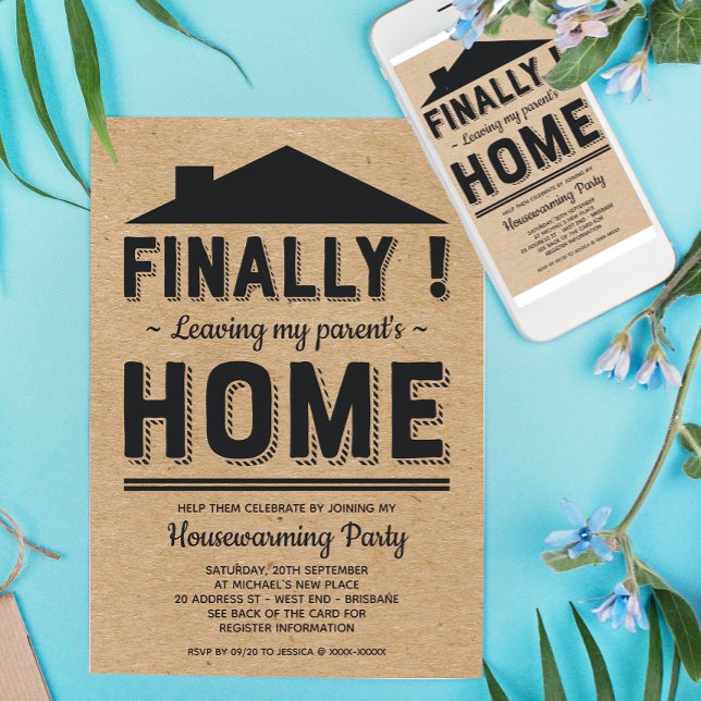 Imitats Kraft Verlasse Eltern Funny Housewarming P Einladung (Inspired on a truth story! :-D)