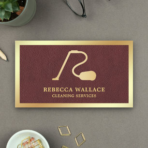 Imitats Leather Gold Vacuum Reinigungs-Services Visitenkarte