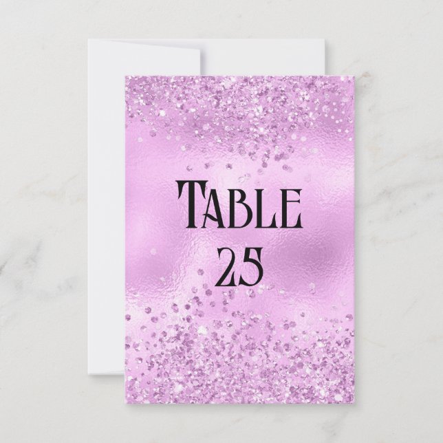 Imitats Lilac Glitzer and Foil Wedding Tischnummer (Vorderseite)