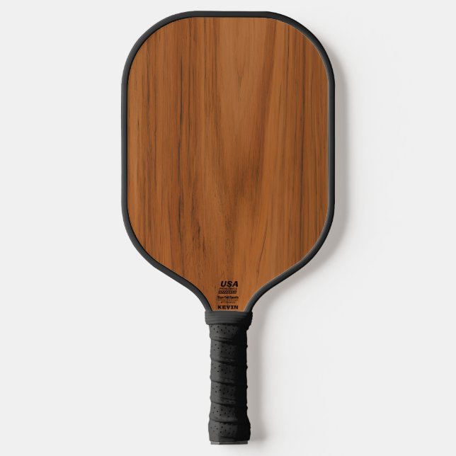Imitats Mahogany Holztextur Custom Monogram Pickleball Schläger (Vorderseite)