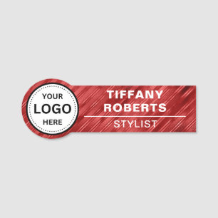 Imitats Red Metallic Company Logo Mitarbeiter Namensschild