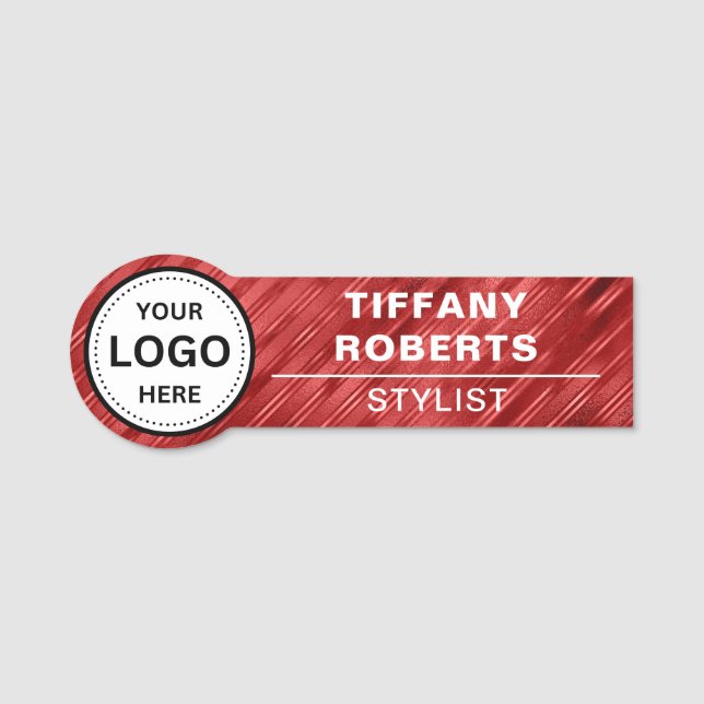Imitats Red Metallic Company Logo Mitarbeiter Namensschild (Vorderseite)