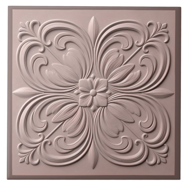Imitats Relief Dusty Rose Neoklassisch dekorativ Fliese (Vorderseite)