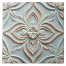 Imitats Relief Minze Blue Blume Boho Floral Fliese