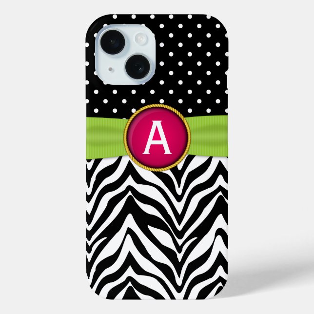 Imitats Ribbon Jewel Zebra Dot Pattern Monogram Case-Mate iPhone Hülle (Rückseite)