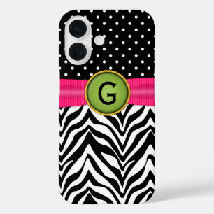 Imitats Ribbon Jewel Zebra Dot Pattern Monogram iPhone 16 Hülle