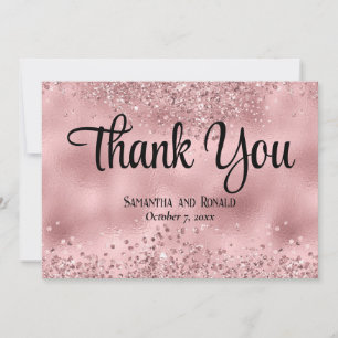 Imitats Rosa Glitzer und Foil Hochzeit Danke Karte