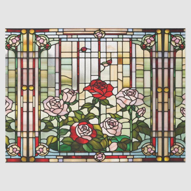 Imitats Rose Garden aus Glas für Decoupage Craf Seidenpapier (Vorderseite)