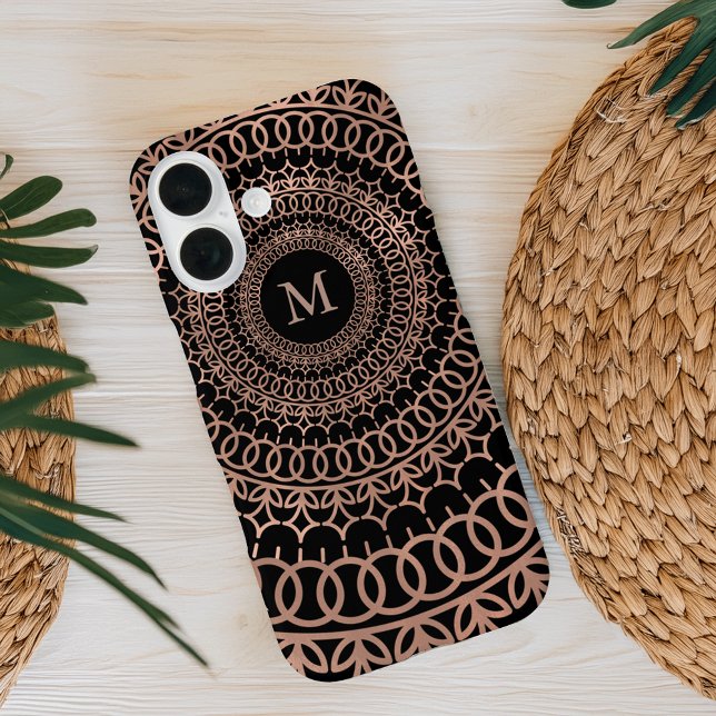 Imitats Rose Gold & Black Intricate Mandala Monogr Case-Mate iPhone Hülle (Von Creator hochgeladen)