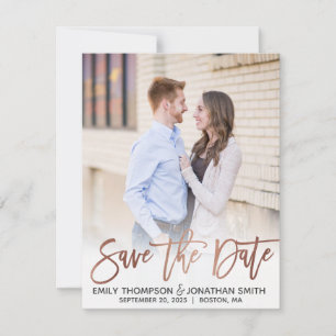 Imitats Rose Gold Foil Script Foto Save the Date