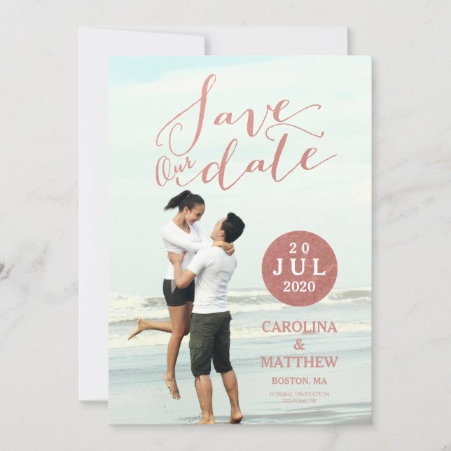 Imitats Rose Gold Fossil | Save the Date Foto (Vorderseite)