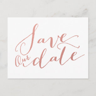 Imitats Rose Gold Fossil   Save the Date Postkarte