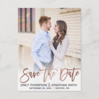 Imitats Rose Gold Fossil Save the Date Postkarte