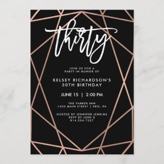 Imitats Rose Gold Geometric | 30. Geburtstag Party Einladung