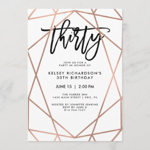 Imitats Rose Gold Geometric 30. Geburtstag Party Einladung