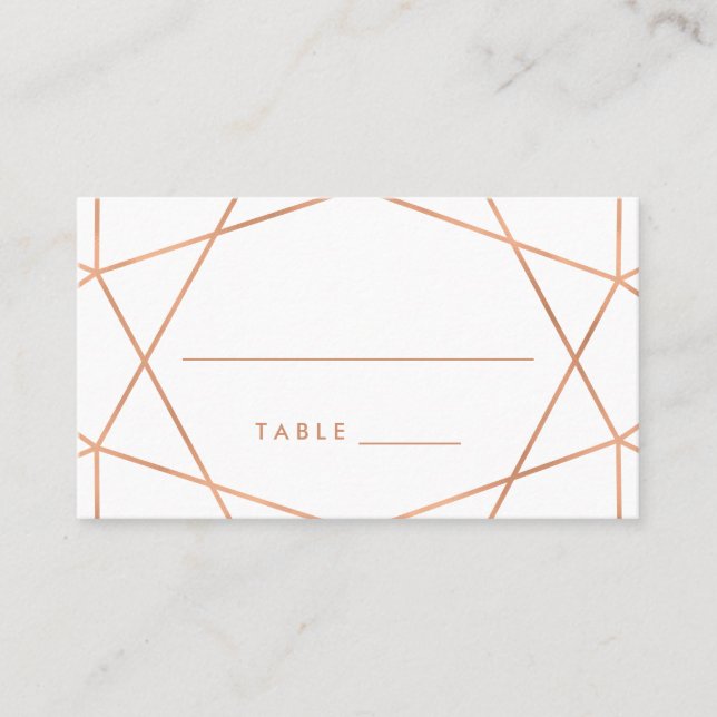 Imitats Rose Gold Geometric Wedding Escort Cards Platzkarte (Vorderseite)