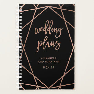 Imitats Rose Gold Geometrie auf Black Wedding Plan Planer