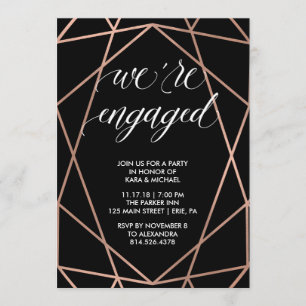 Imitats Rose Gold Geometrie Engagement Partei Einladung