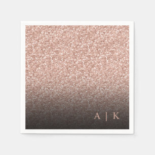 Imitats Rose Gold Glitzer Black Monogram Wedding Serviette