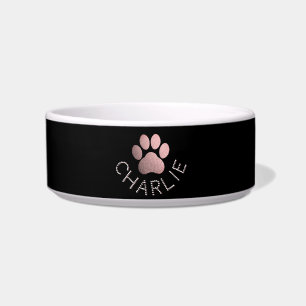 Imitats Rose Gold Glitzer Pawprint Personalisierte Napf