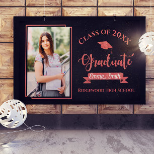 Imitats Rose Gold Klasse von 2025 Foto Abschluss Banner